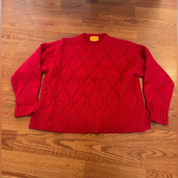 Guest in Residence Wavy Cozy Cashmere Crew in True Red - Picture 3 of 9